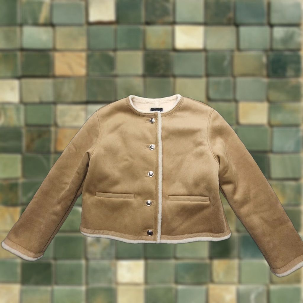 Zara Zara Coat Short Faux Fur Lined Double-Faced Button Tan Brown Size S Women Vintage No Size S / US 4 / IT 40 - 1 Thumbnail