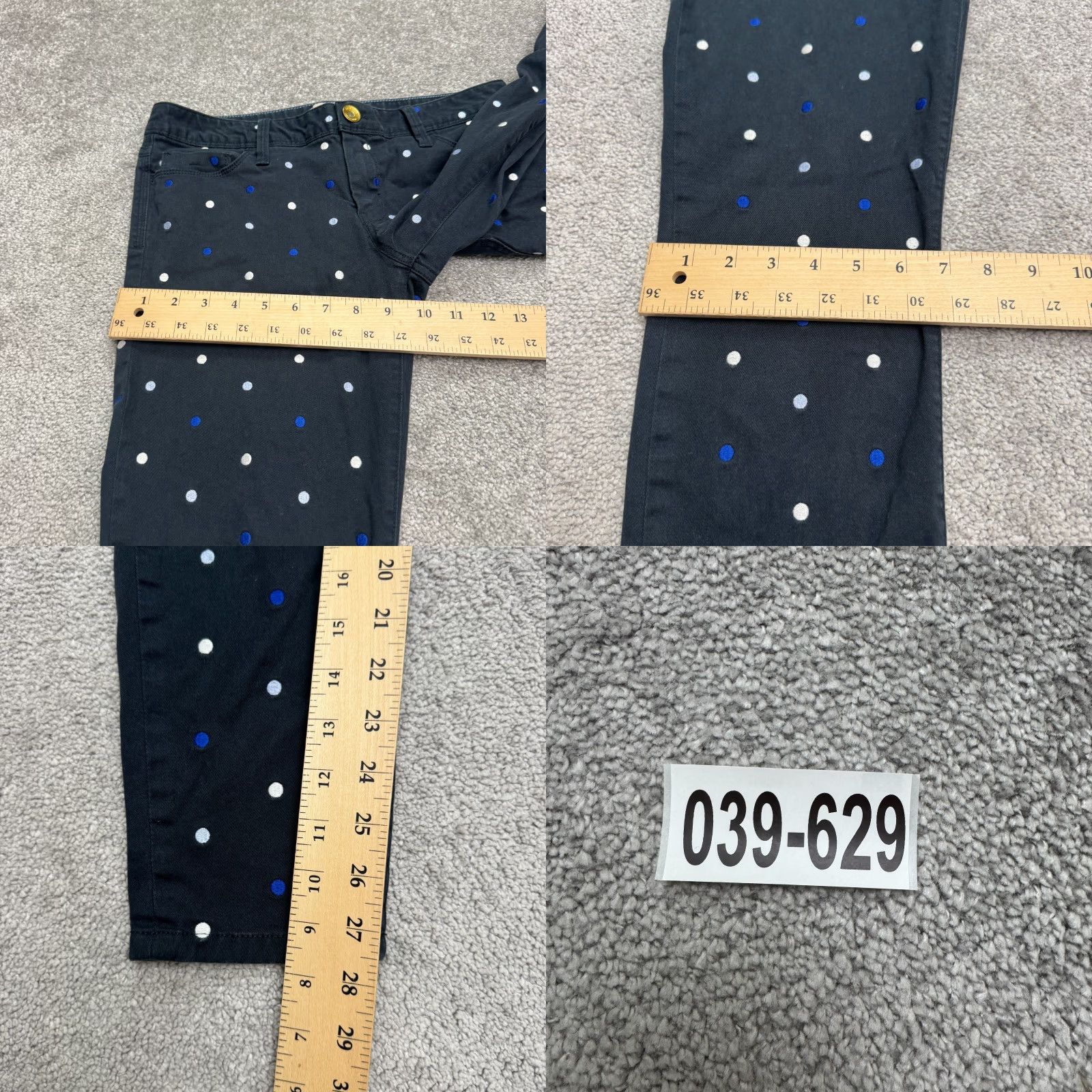 Banana Republic VINTAGE Banana Republic Hailey Polka Dot Skinny Ankle Pants Womens 28 Navy Blue Casual Size 28" / US 6 / IT 42 - 9 Thumbnail