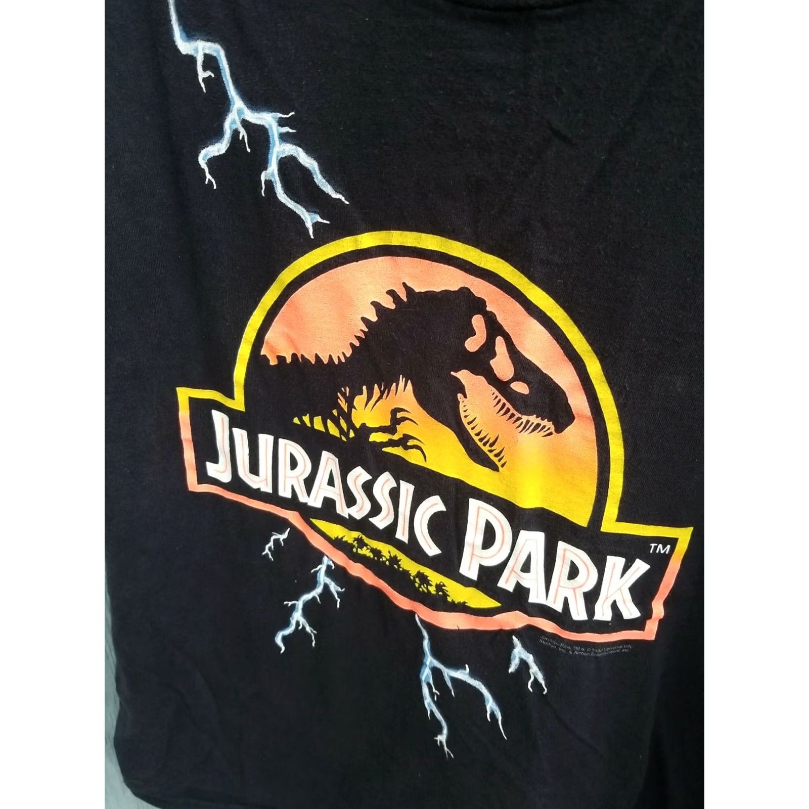 Vintage VINTAGE Jurassic Park lightning T-shirt 1992 Mens Adult Large Black Shirt 80s 90s Storm Kanye Size US L / EU 52-54 / 3 - 2 Thumbnail