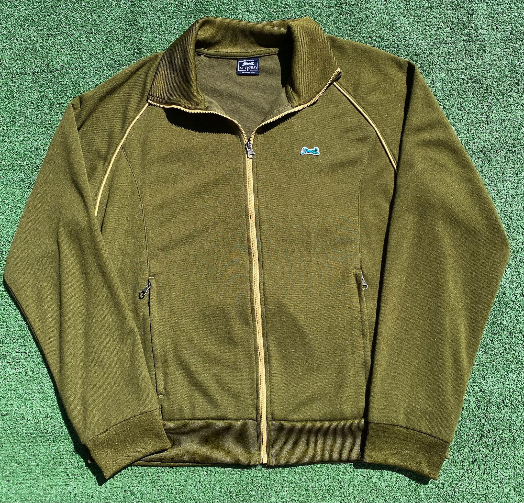 Le TIGRE Le Tigre Olive Green Blue Tiger Full Zip Track Jacket Large Size US L / EU 52-54 / 3 - 1 Thumbnail