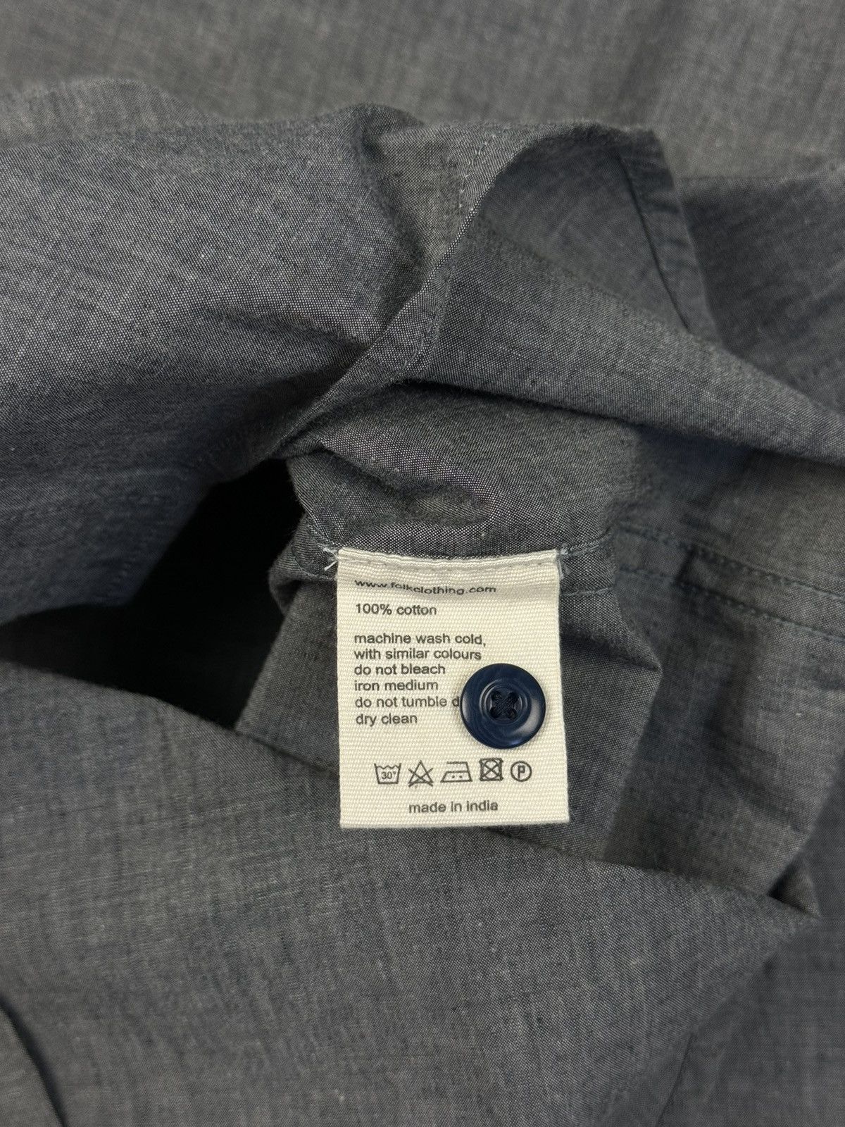 Folk FOLK Grey Cotton Button Down Long Sleeve Shirt Size US M / EU 48-50 / 2 - 9 Thumbnail