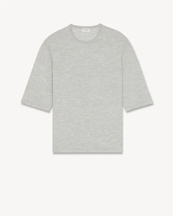 Saint Laurent Paris o1bcso1str1124 Top in Cashmere Wool in And Silk in Grey Size US XL / EU 56 / 4 - 1 Thumbnail