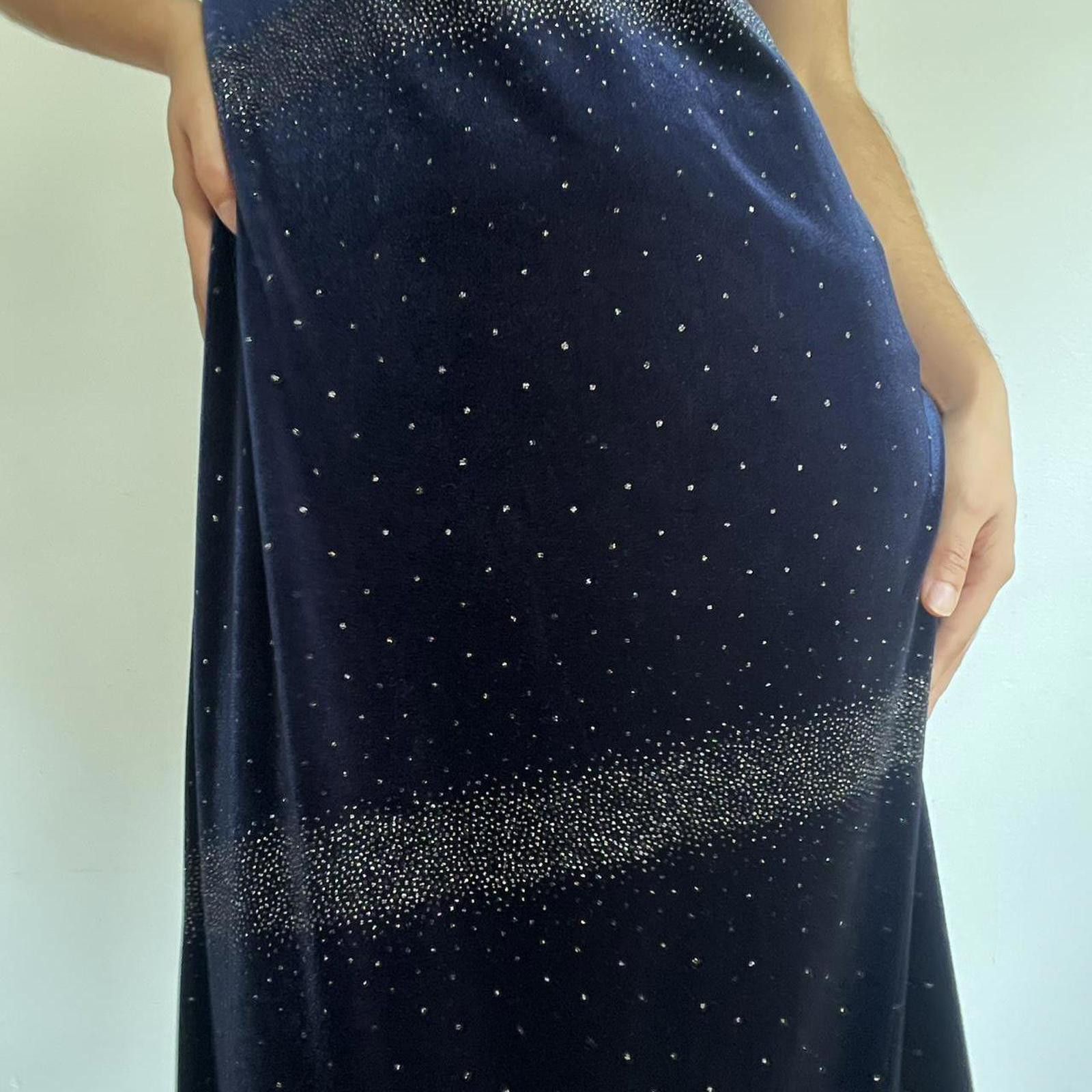 Other Navy blue velvet midi dress with sparkly stripes #glamour Size S / US 4 / IT 40 - 7 Thumbnail