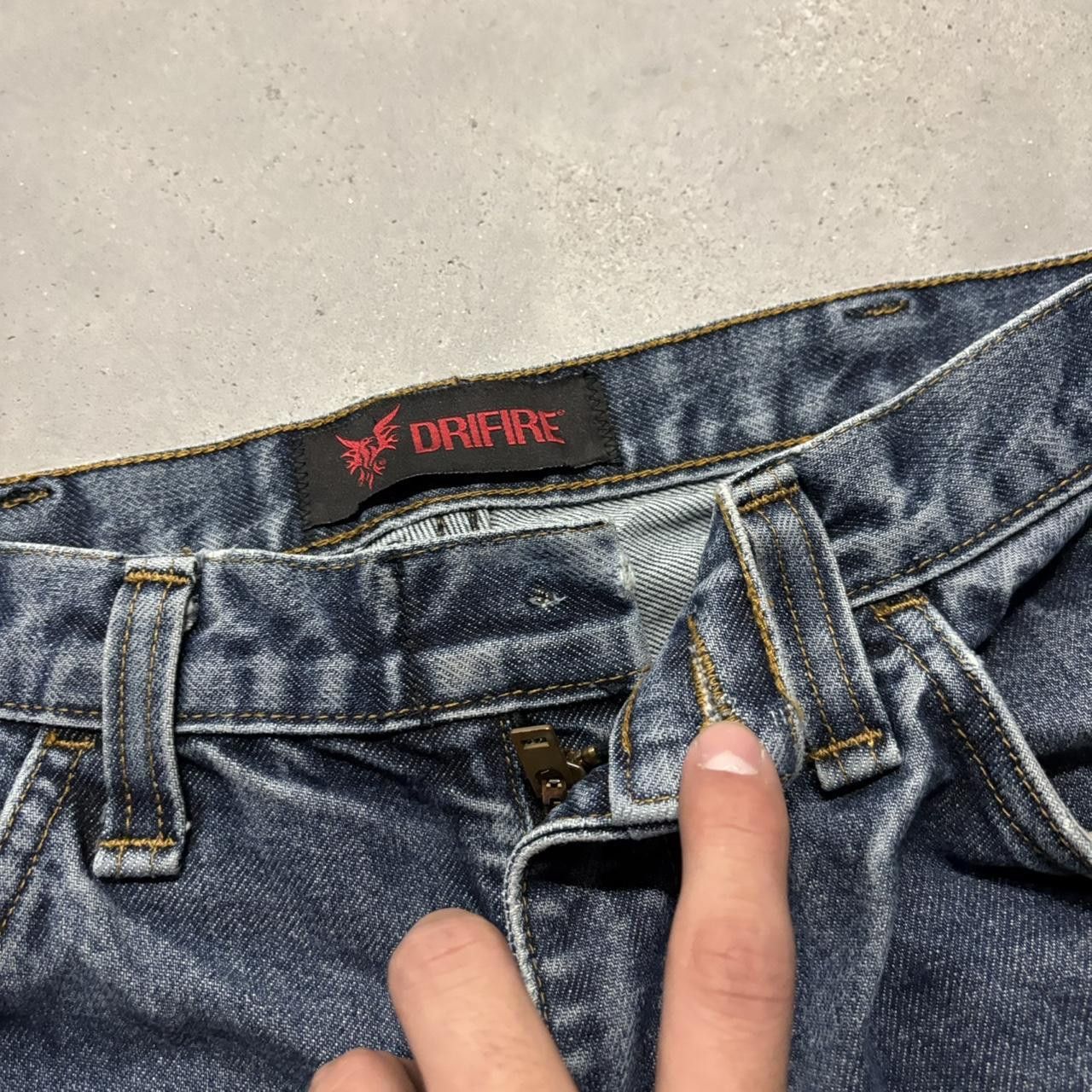 Japanese Brand × Vintage Crazy Vintage Y2K/2000s Grunge Dark Wash Workwear Denim Jeans! Size US 32 / EU 48 - 6 Thumbnail