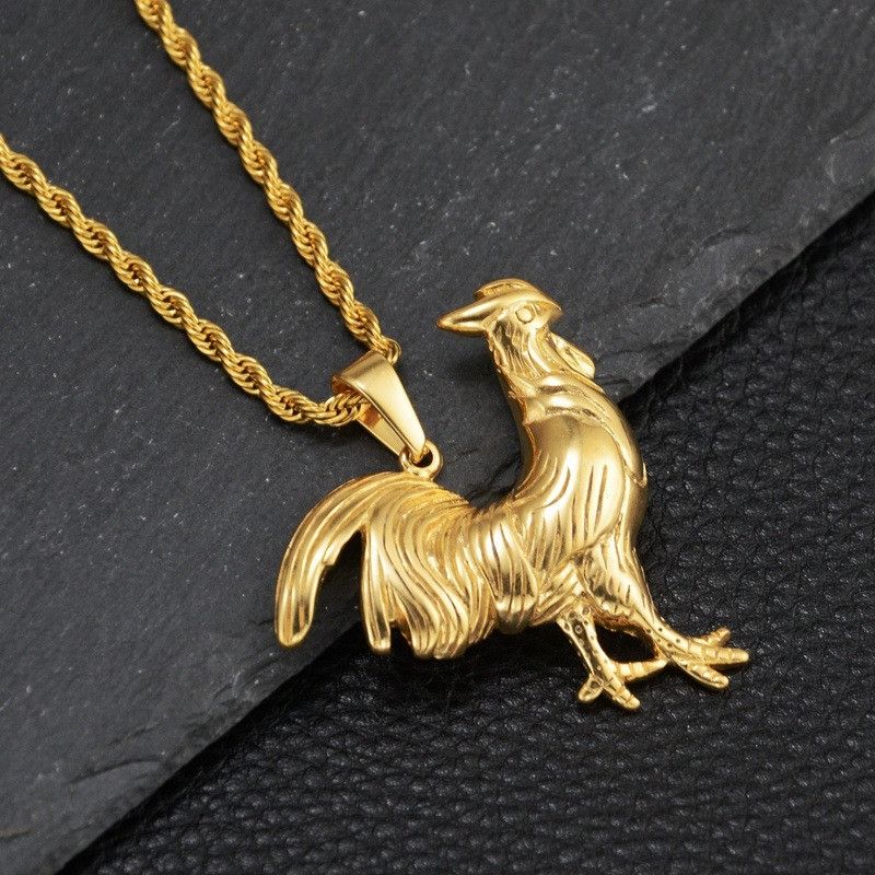 Jewelry Hip-Hop Retro Cock Titanium Steel Pendant Necklace Size ONE SIZE - 1 Thumbnail