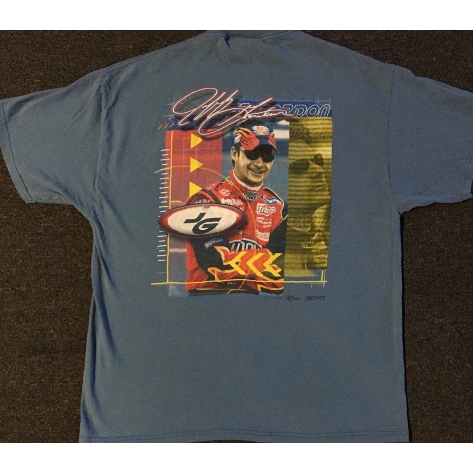 NASCAR VINTAGE NASCAR Jeff Gordon Faded All Over Print Shirt XL Blue Men Short Sleeve T-Shirt 90s Biker Grunge Racing Car USA Retro 80s 90s Indie Racing Size US XL / EU 56 / 4 - 2 Thumbnail