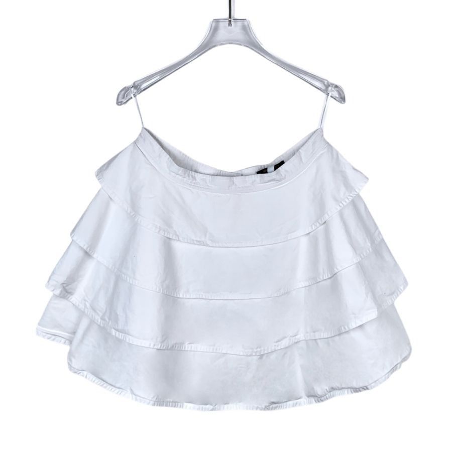 Louis Vuitton [Louis Vuitton] Logo Button Tiered White Cotton Midi Skirt 4 Size 40" / US 18 - 1 Thumbnail