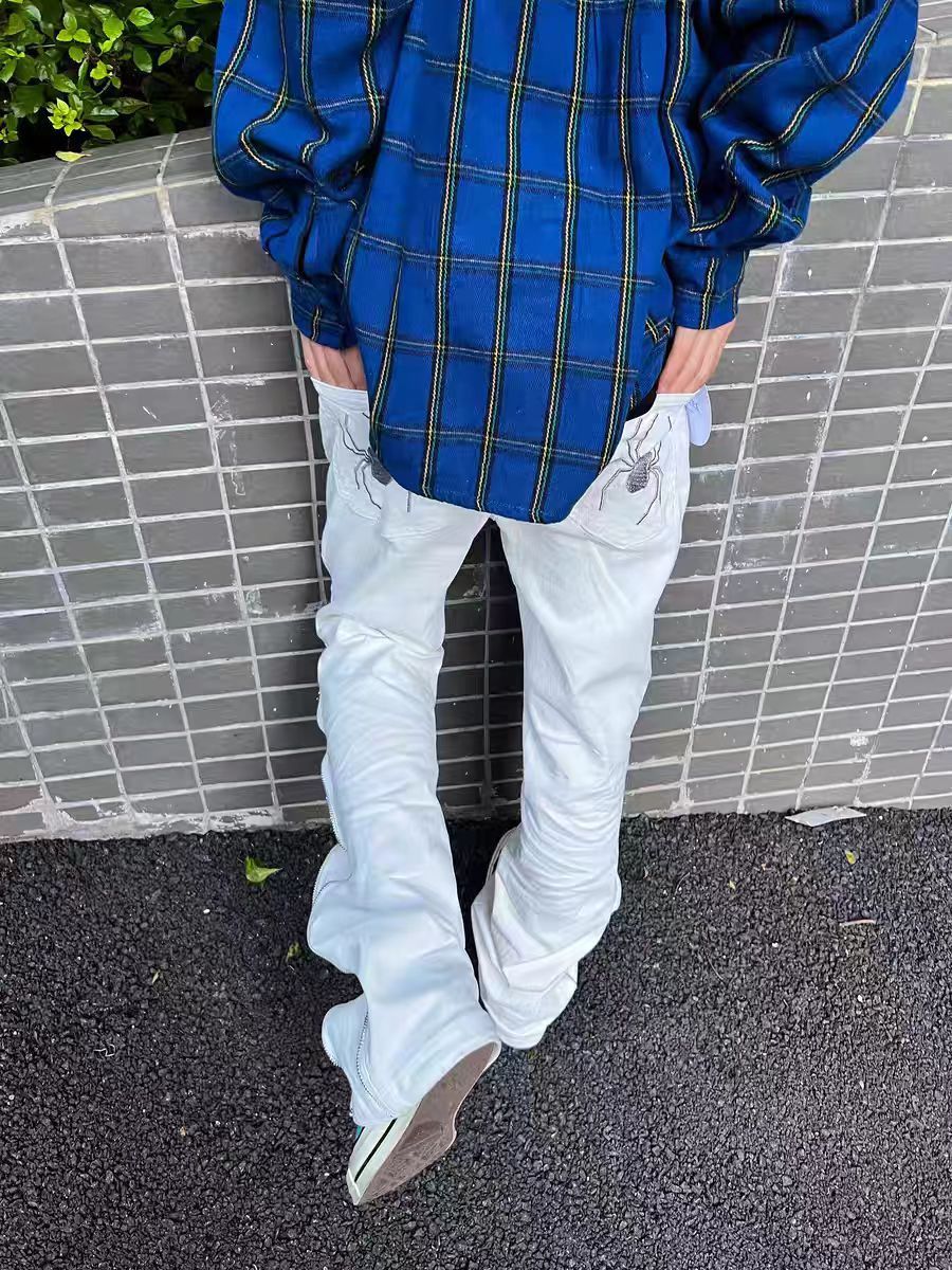 Designer × Jean × Vintage Street Y2K Spider Print Zip Hip Hop Jeans Size US 30 / EU 46 - 3 Thumbnail