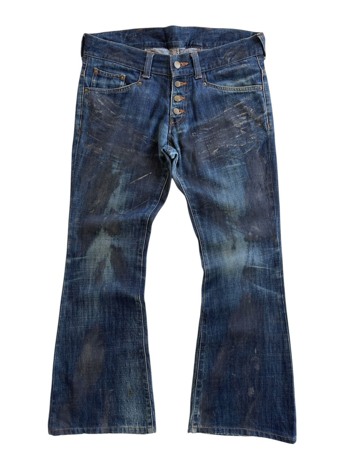 Tornado Mart Tornado Mart Flare Waxed Jeans Size US 33 - 1 Thumbnail