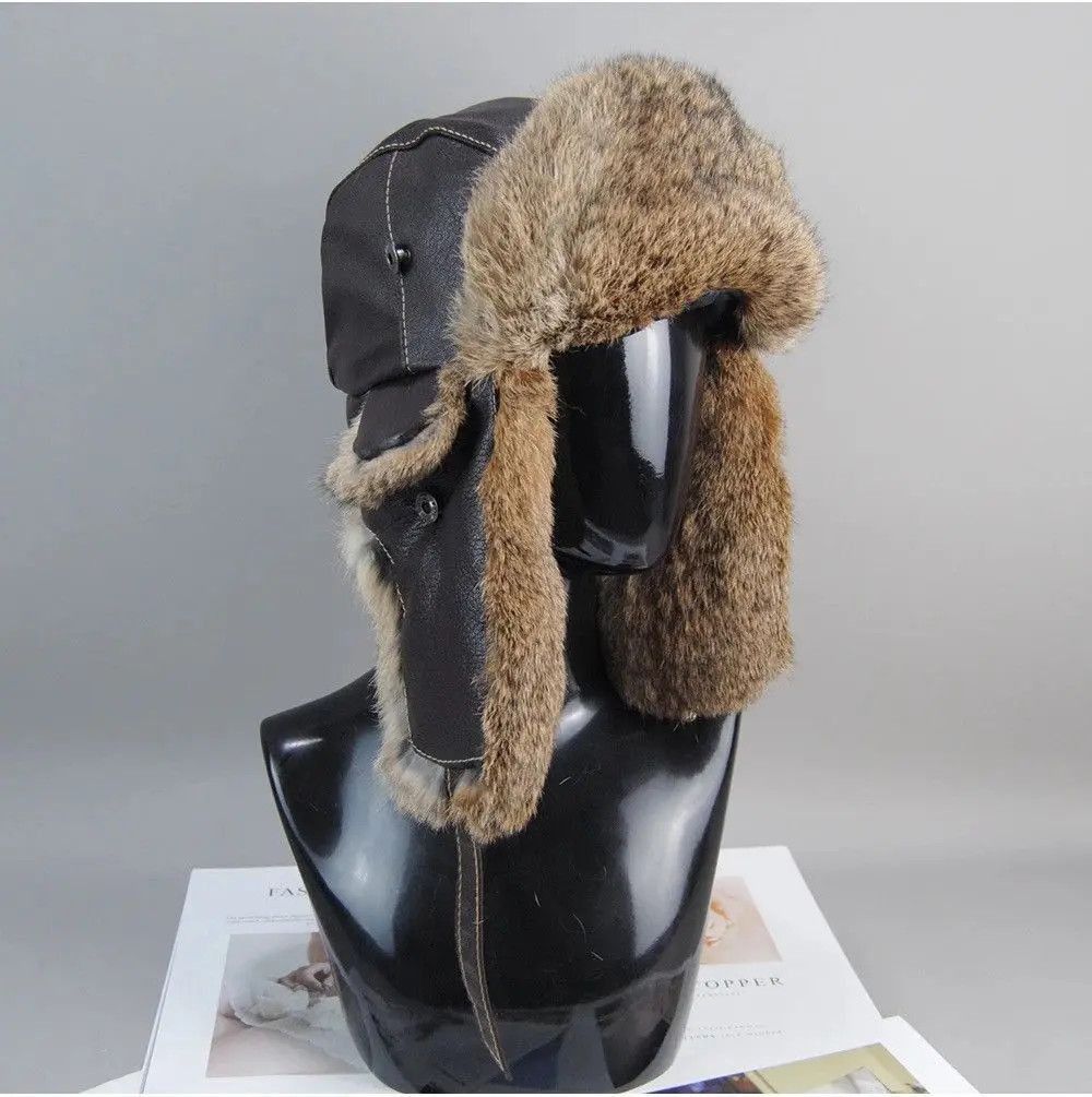 Vintage Unisex Genuine Sheepskin Real Rabbit Fur Hats Size ONE SIZE - 1 Thumbnail