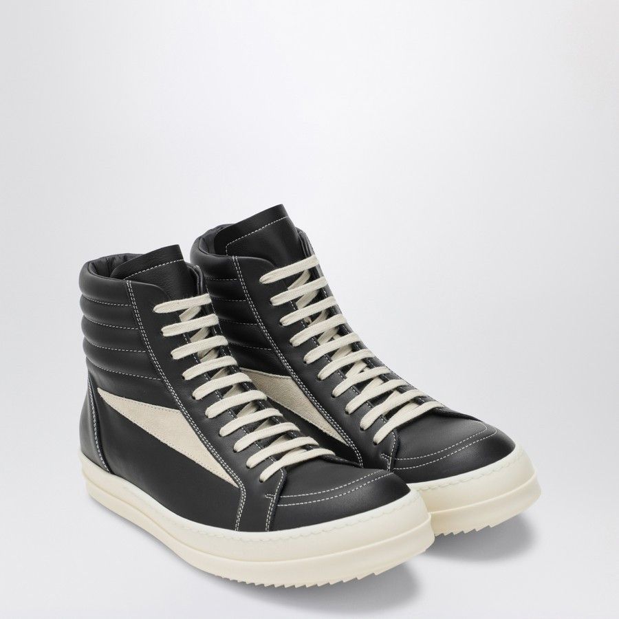Rick Owens o1d2blof0624 High-Top Suede Sneakers in Black & White Size US 9 / EU 42 - 2 Thumbnail