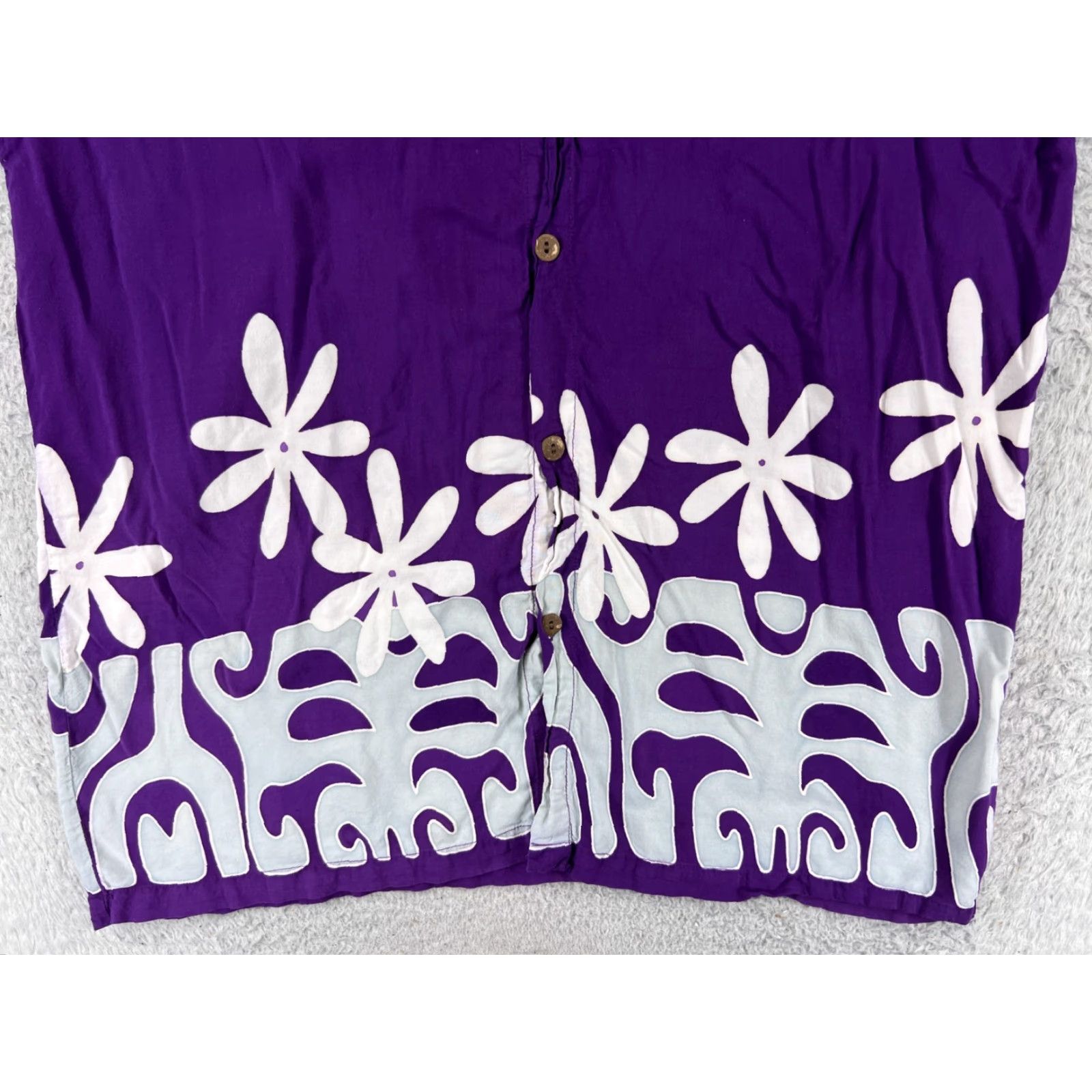 Vintage LAUHALA Hawaiian Shirt XL Purple Gray Floral Button Up Short Sleeve Mens Size US XL / EU 56 / 4 - 5 Thumbnail