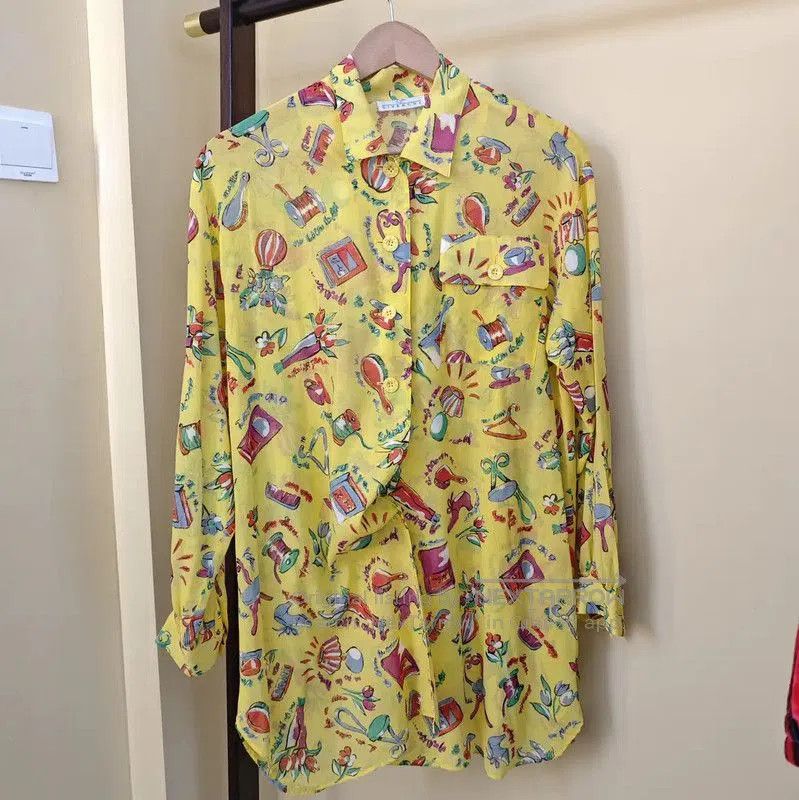 Givenchy Givenchy Yellow Cotton Long Sleeve Shirt . Size L / US 10 / IT 46 - 1 Thumbnail