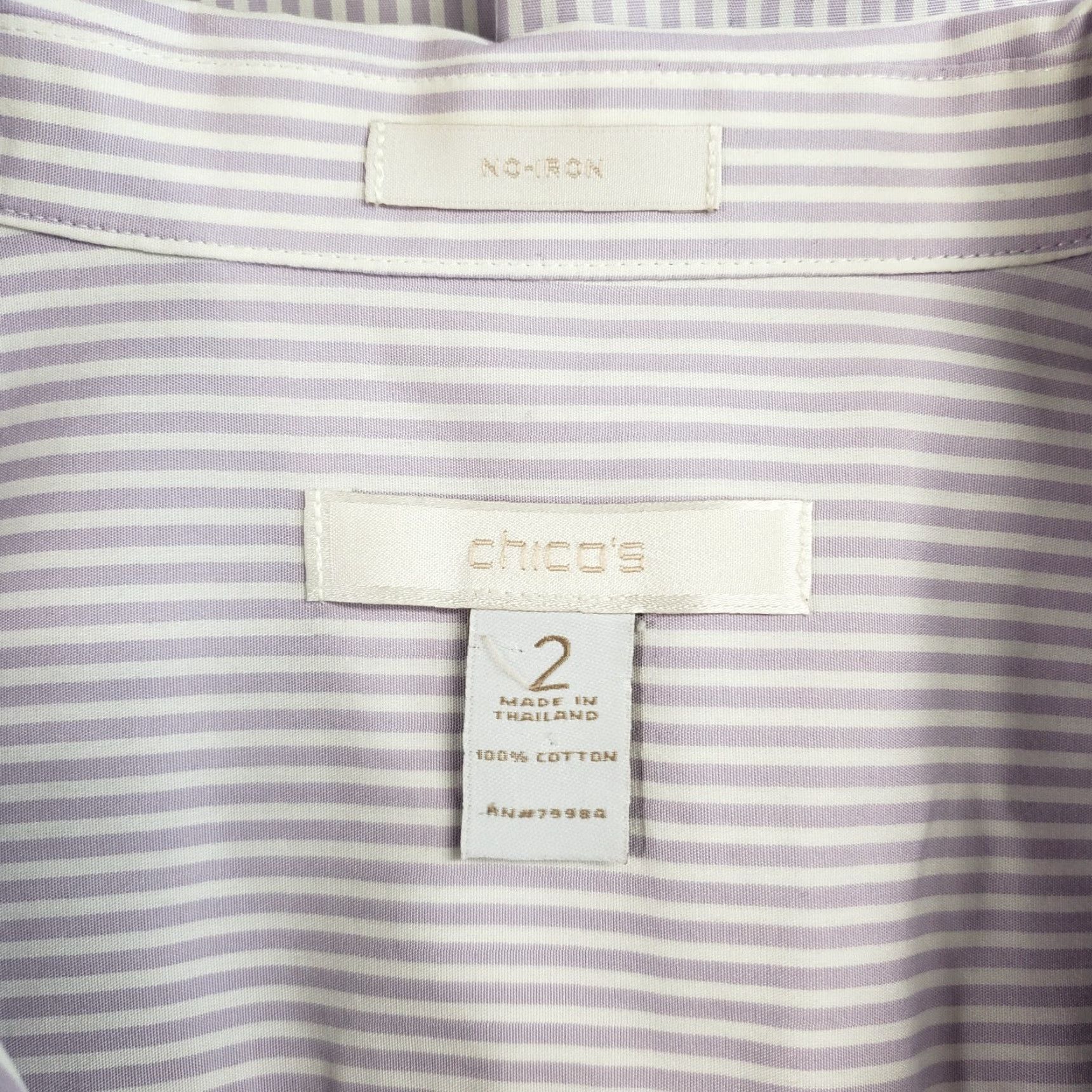 Vintage Chico's Womens Button Front Shirt Sz L Purple White Stripe Cotton No Iron Shirt Womens L Purple Stripe Button-Up Size L / US 10 / IT 46 - 5 Thumbnail