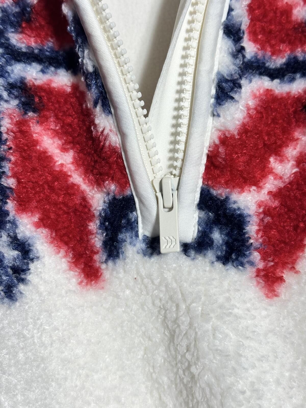 Unknown London White Fleece Half-Zip Pullover with Red and Blue Pattern Size S / US 4 / IT 40 - 4 Thumbnail