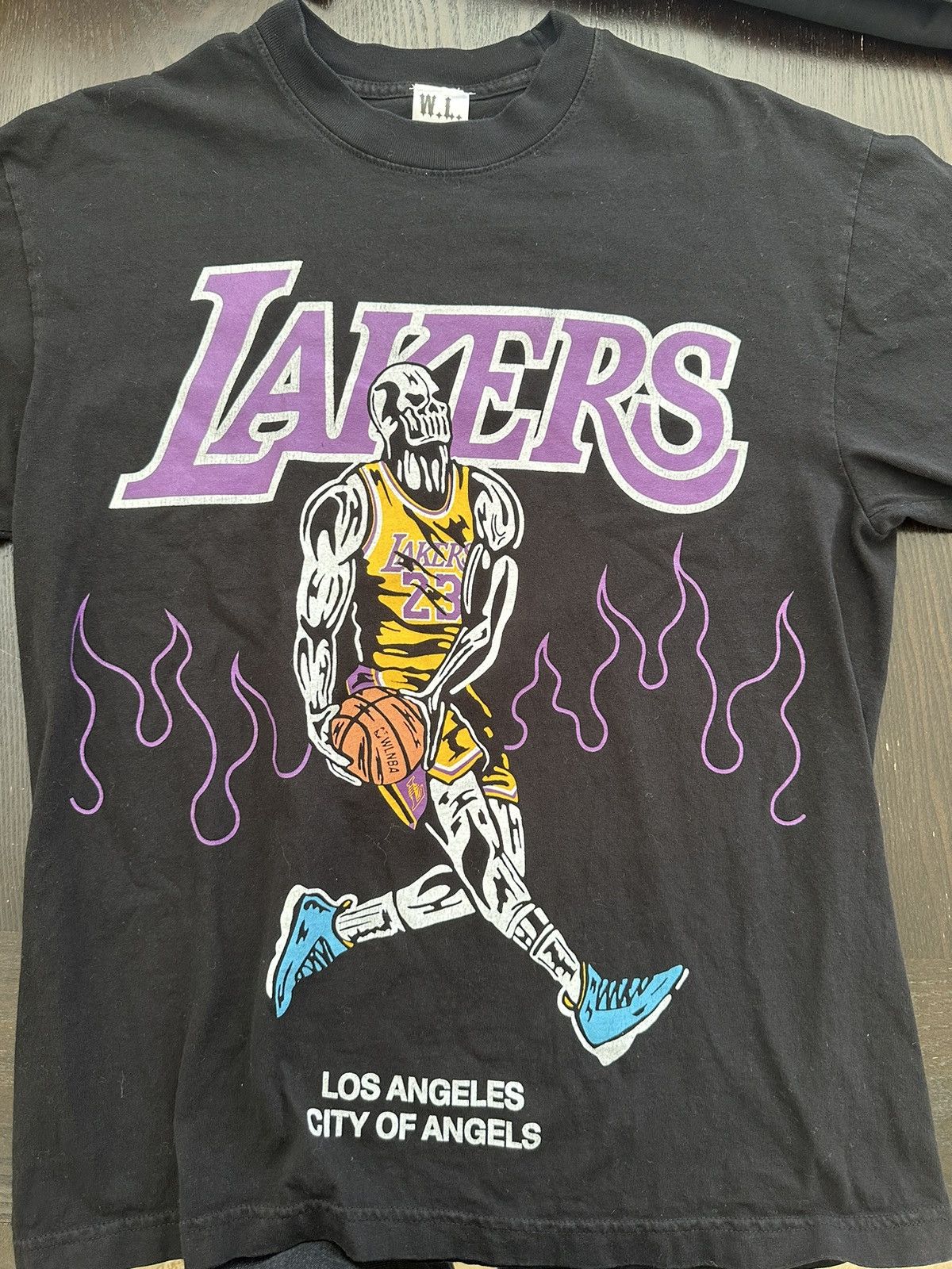 image of Warren Lotas Lakers T-Shirt in Black, Men's (Size Medium)