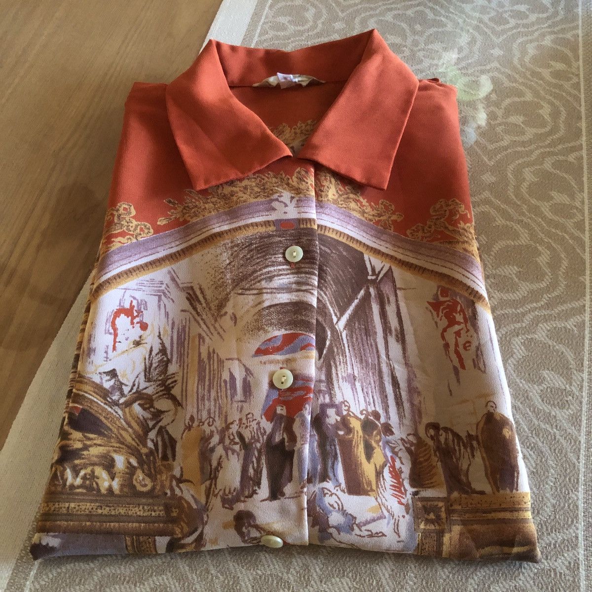 Japanese Brand Vintage Art Christ Virgin Mary Art Cathedral Pattern Blouse Size M / US 6-8 / IT 42-44 - 3 Thumbnail