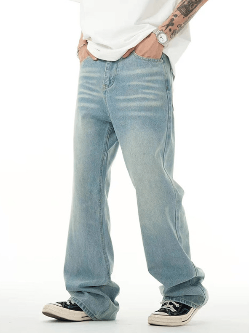 Japanese Brand × Jean Men's loose straight light blue washed distressed jeans Size US 32 / EU 48 - 2 Thumbnail