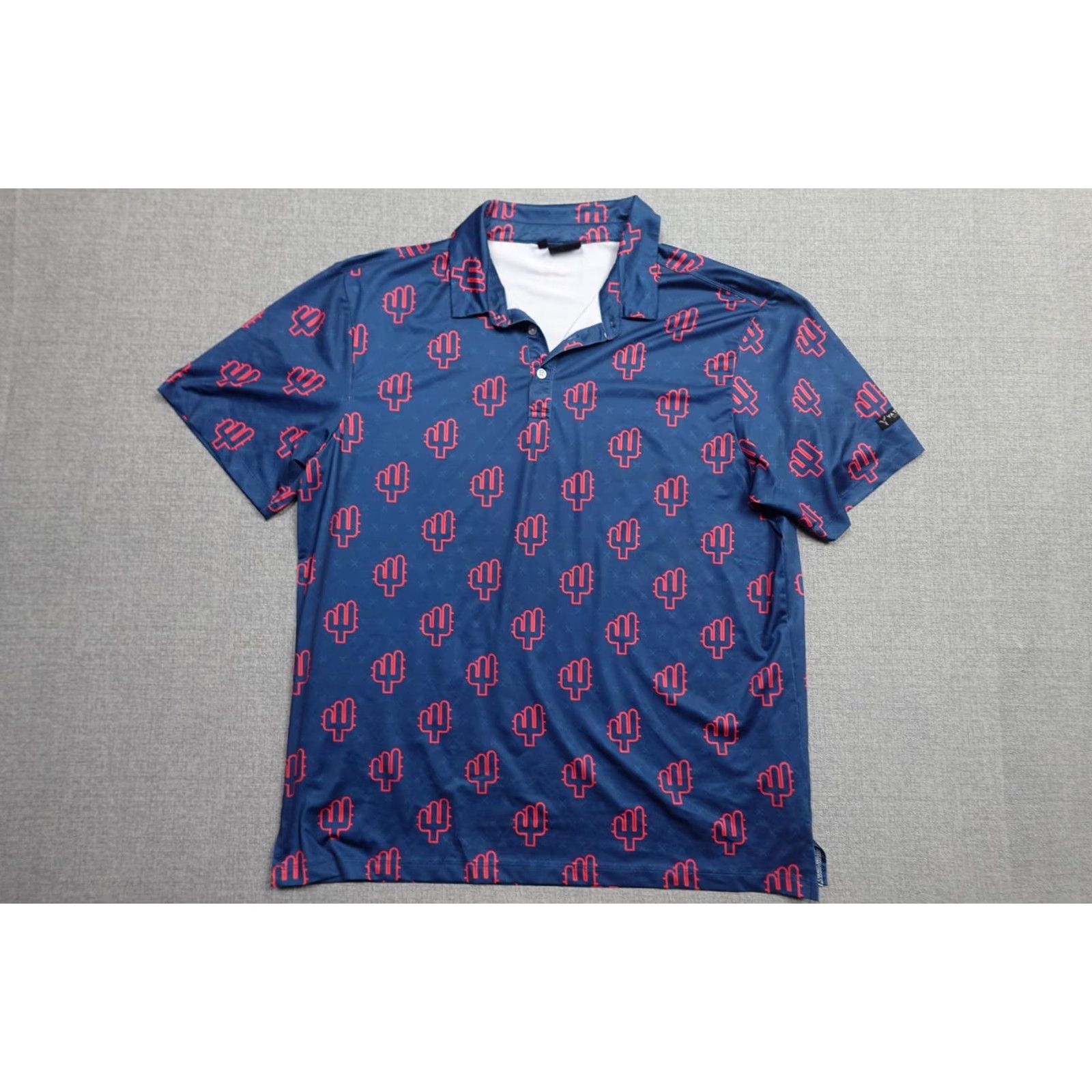 Vintage Yatta Golf Polo Mens XL Blue Cactus Print Performance Lightweight Stretch AOP Shirts polo Shirt Size US XL / EU 56 / 4 - 3 Thumbnail