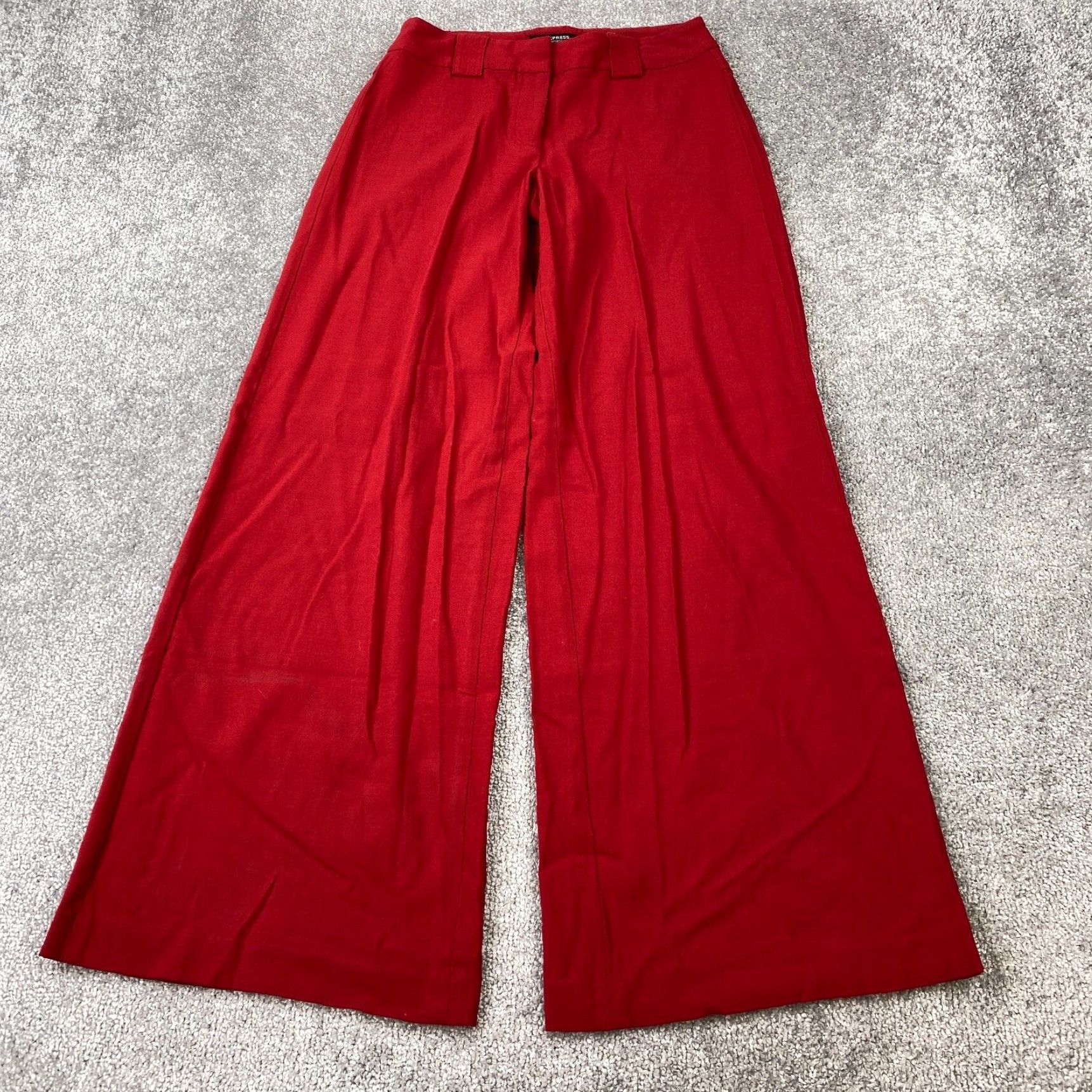 Express Stretchy Wide Leg Comfort Fit Pants for Juniors in Vibrant Red with Flat Front and Mid Rise Design Grailed
