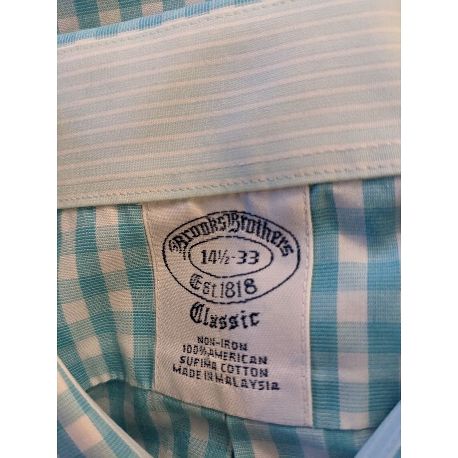 Brooks Brothers Brooks Brothers Work & Casual Shirt 14 1/2 Aqua Gingham Size US S / EU 44-46 / 1 - 2 Thumbnail