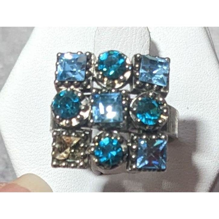 Other Vintage Blue And Silver Tone Signed Adjustable Statement Rin Size ONE SIZE - 2 Thumbnail