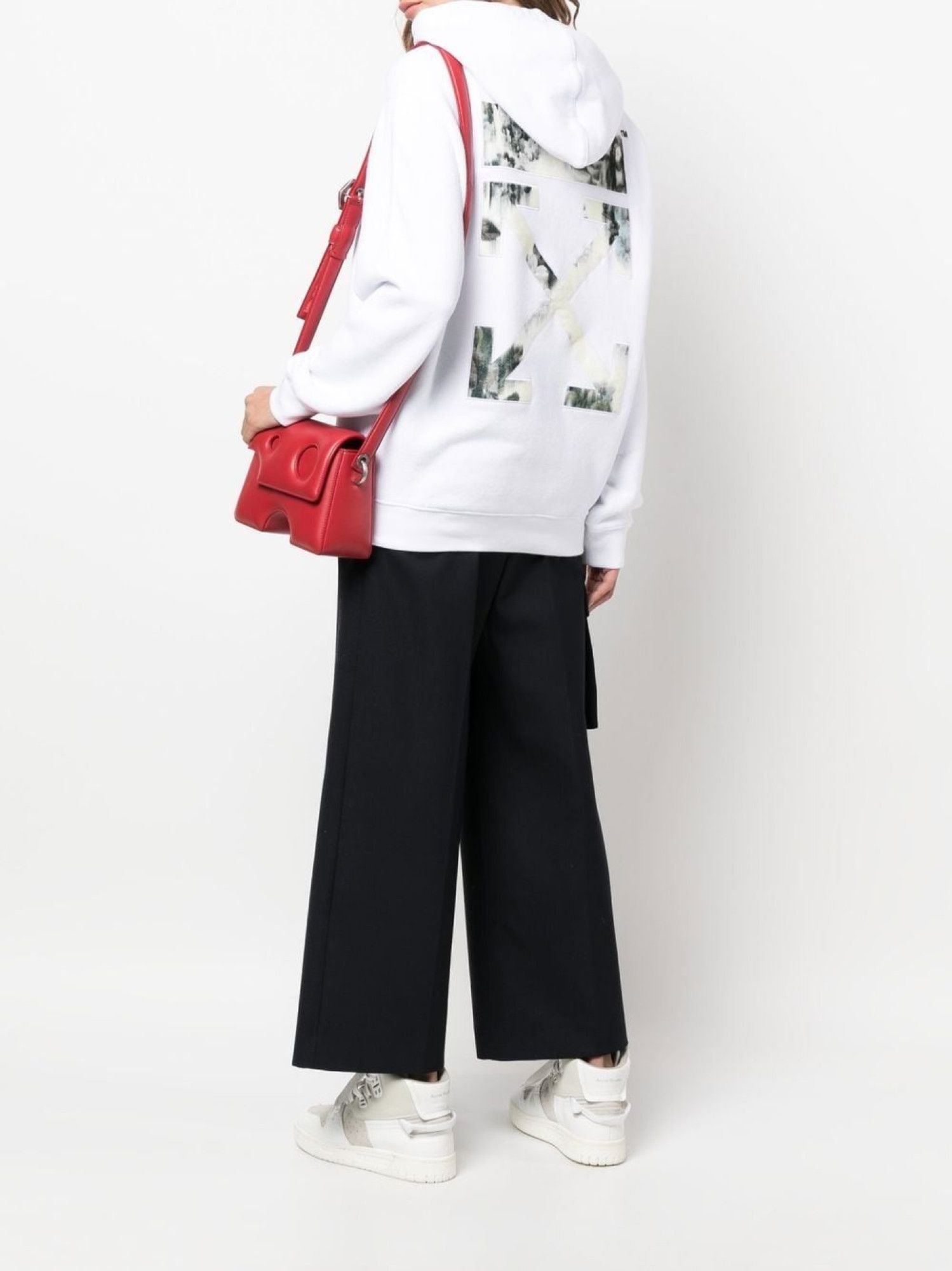 Off-White o1gr1nt0125 Flock Chine Flower Arrow Hoodie in White Size XXS / US 00 / IT 34 - 2 Thumbnail