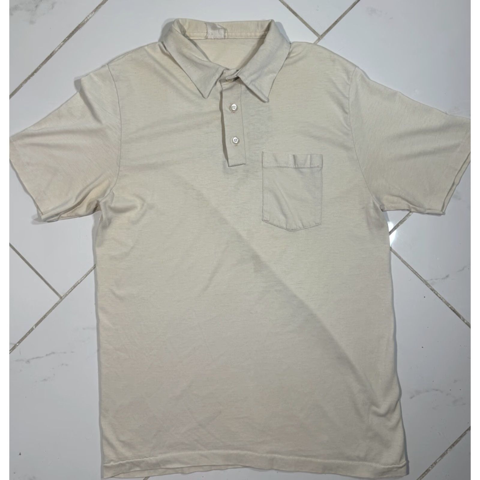 Vintage VINTAGE 70s WMNF Reggae Radio Tampa Bay White Polo Shirt Large Size US L / EU 52-54 / 3 - 4 Thumbnail
