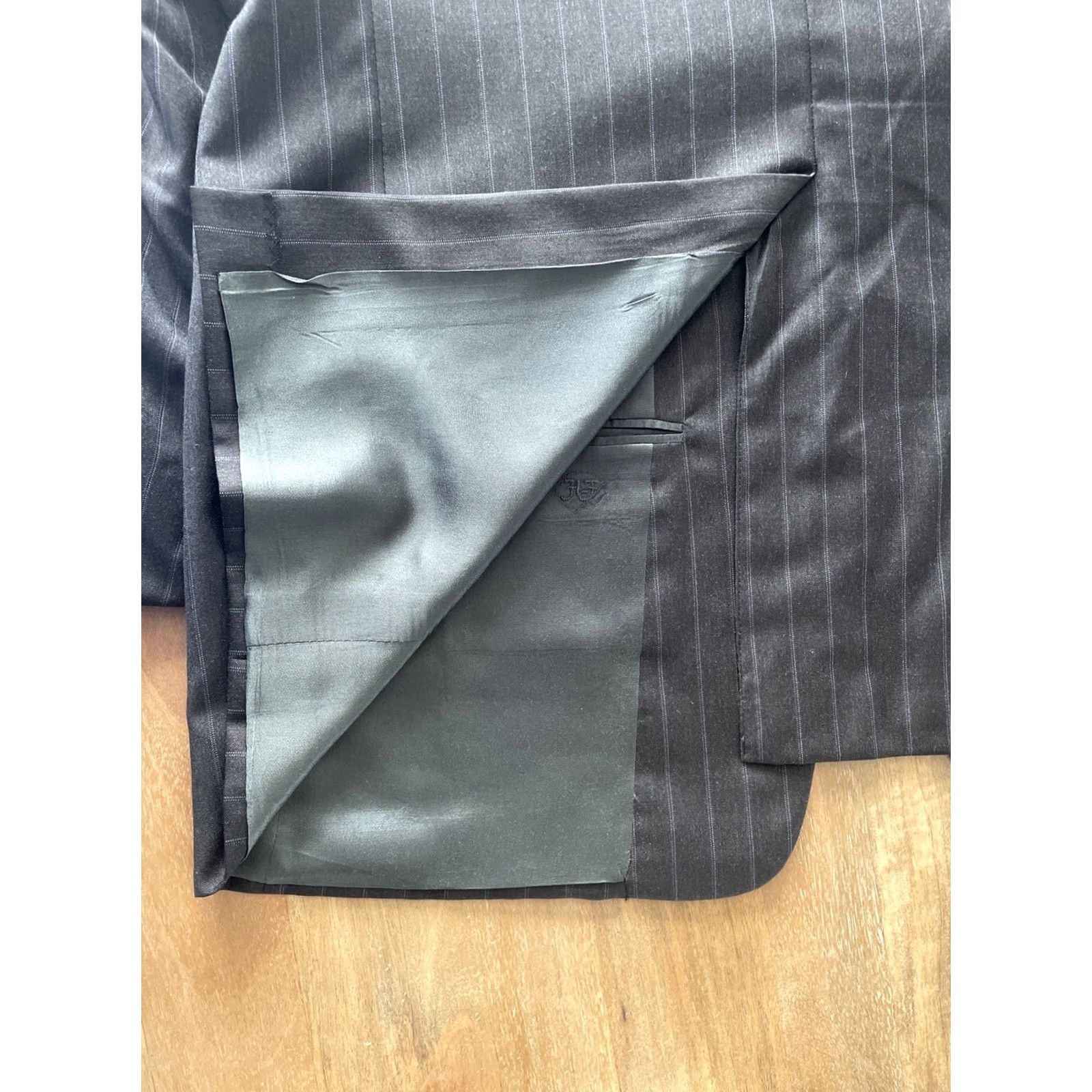 Loro Piana Hickey Freeman Loro Piana Super 120s Sport Jacket Coat Mens 44R Pinstripe Blazer Single-Breasted 2-Button Notch Wool Gray Navy? Size 44R - 6 Thumbnail