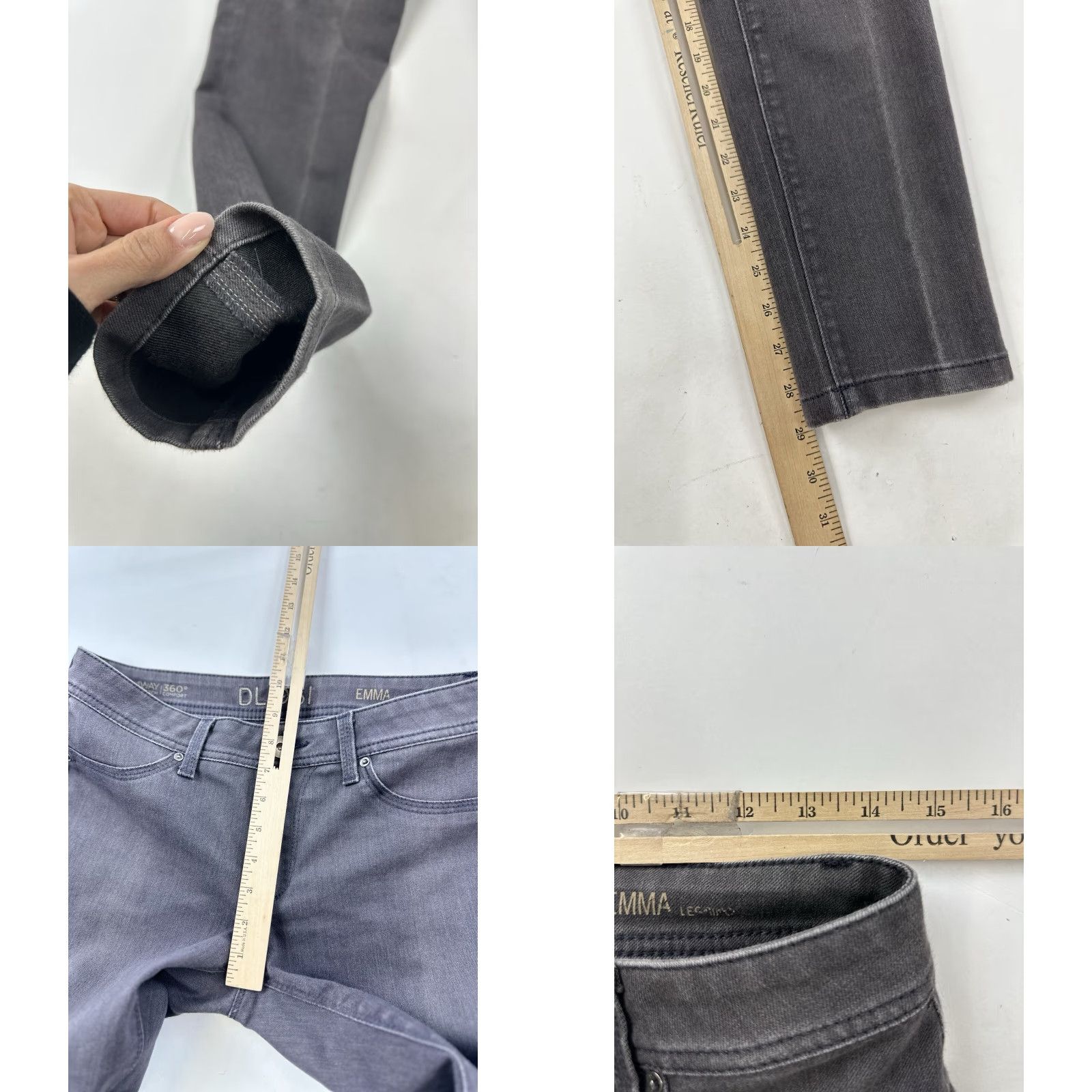 DL1961 DL1961 Jeans Women’s 29 Dark Gray Skinny Emma Leggings Stone Jeans Slim Mid 29 in Gray Embroidered Logo Zipper Button Pockets Stretch Studded Women Size 29" - 8 Thumbnail