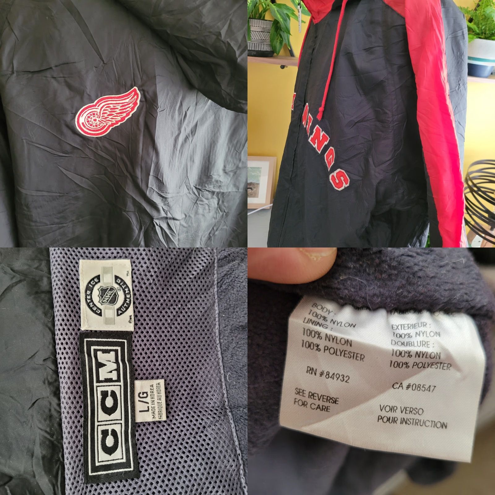 NHL Nike DETROID NHL Jacket - CCM Red Wings, Adult L, Black, Nylon Puffer Jacket (Wing Collar) - Jerseys & Outerwear Size US L / EU 52-54 / 3 - 8 Thumbnail