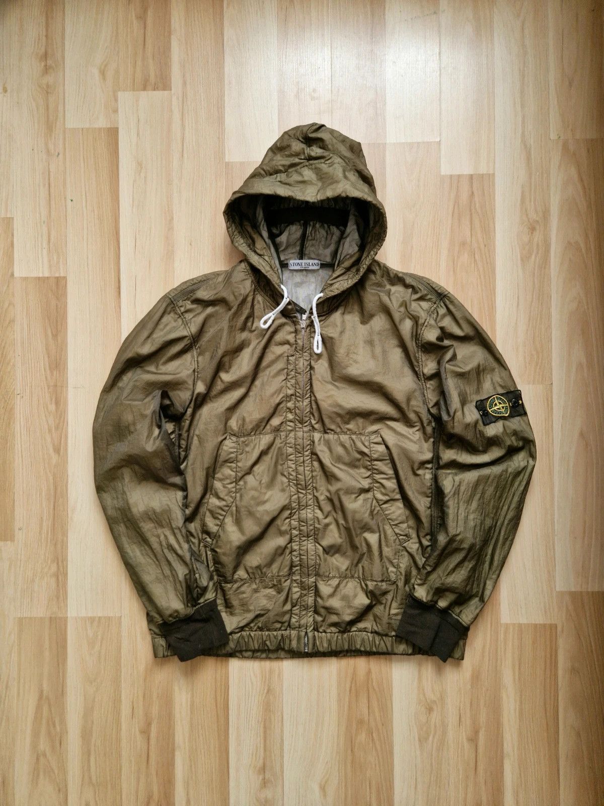 image of Stone Island Ss08 Si Ultralight Mesh Badge Jacket in Olive, Men's (Size 2XL)