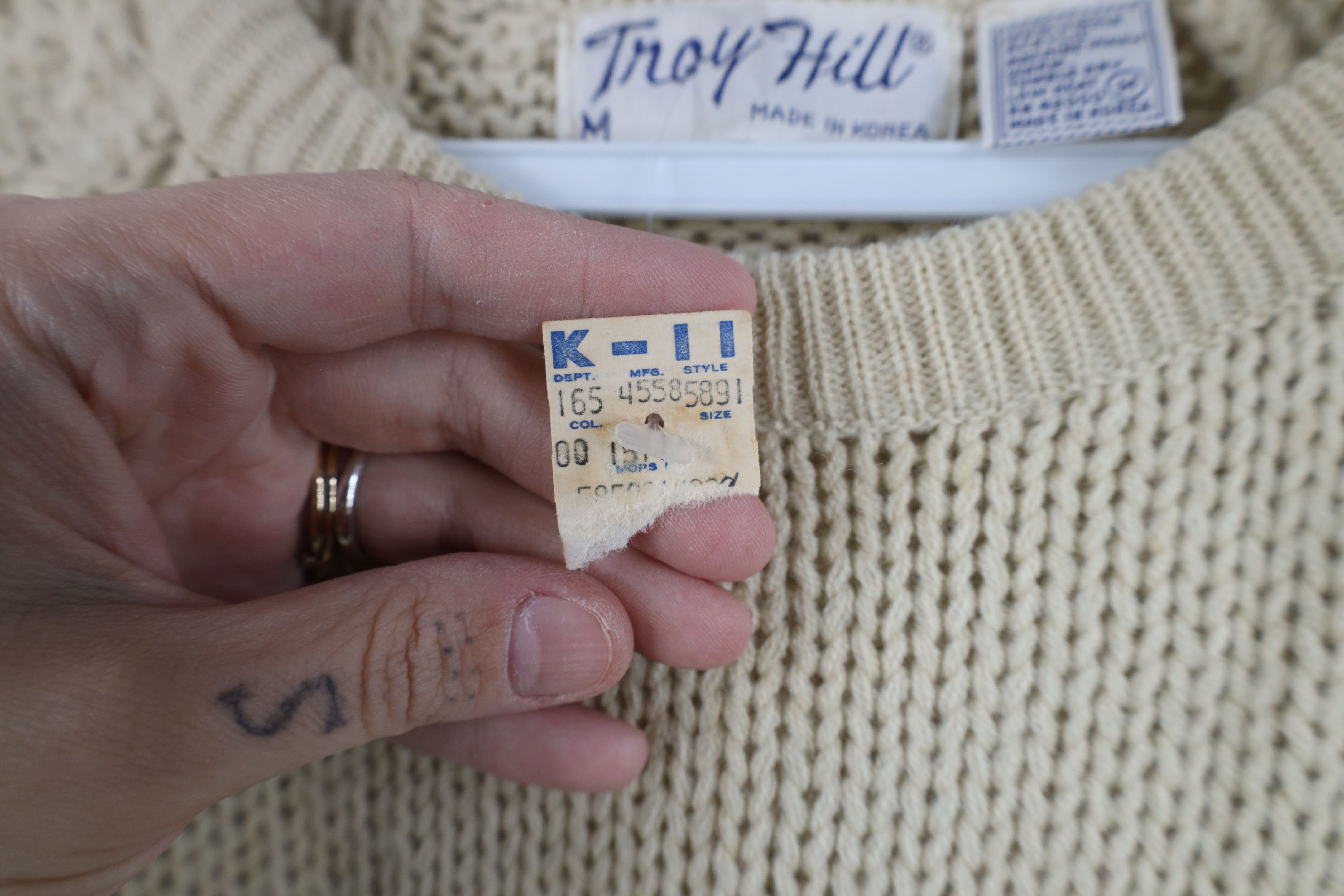 Vintage Deadstock Vintage 70s Streetwear Chunky Knit Sweater Beige Size M / US 6-8 / IT 42-44 - 4 Thumbnail