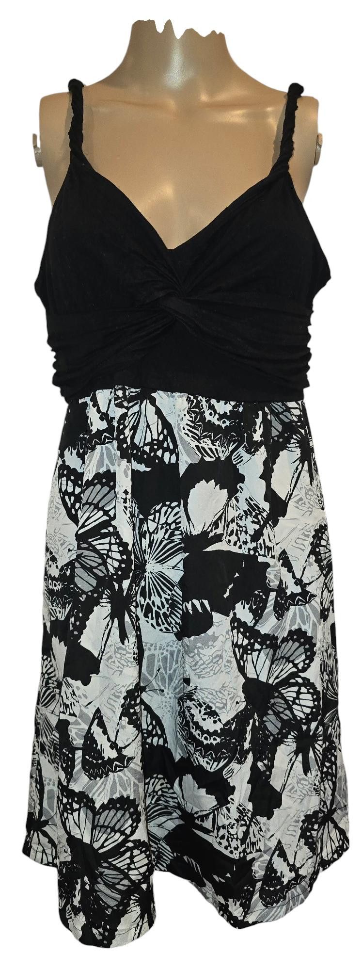 Designer Stylish Black and White Butterfly Print Dress Size M / US 6-8 / IT 42-44 - 1 Thumbnail