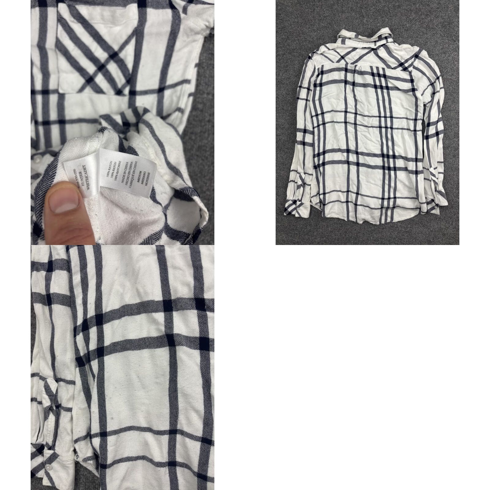 Rails Rails Hunter Shirt Womens Medium White Navy Plaid Button Front Long Sleeve Top Size M / US 6-8 / IT 42-44 - 8 Thumbnail