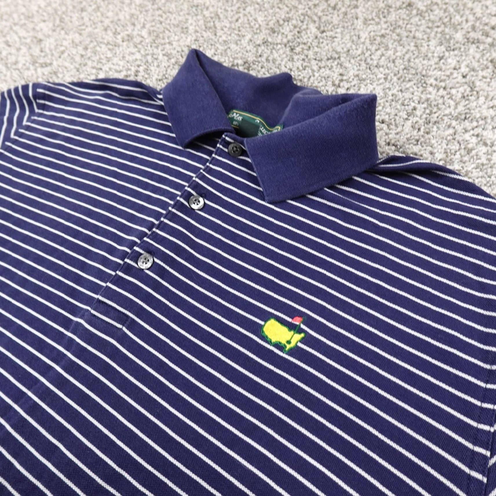 Vintage Masters Polo Shirt Mens L Blue White Stripe Pima Augusta National Golf Course Size US L / EU 52-54 / 3 - 2 Thumbnail