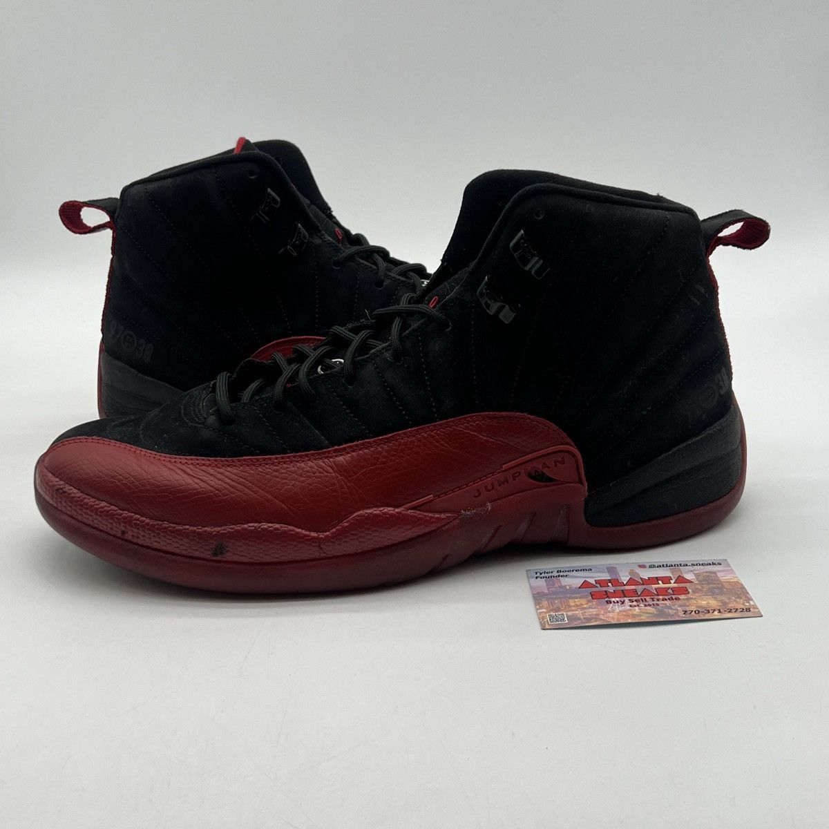 image of Air Jordan 12 Flu Game Shoes in Black, Men's (Size 14)
