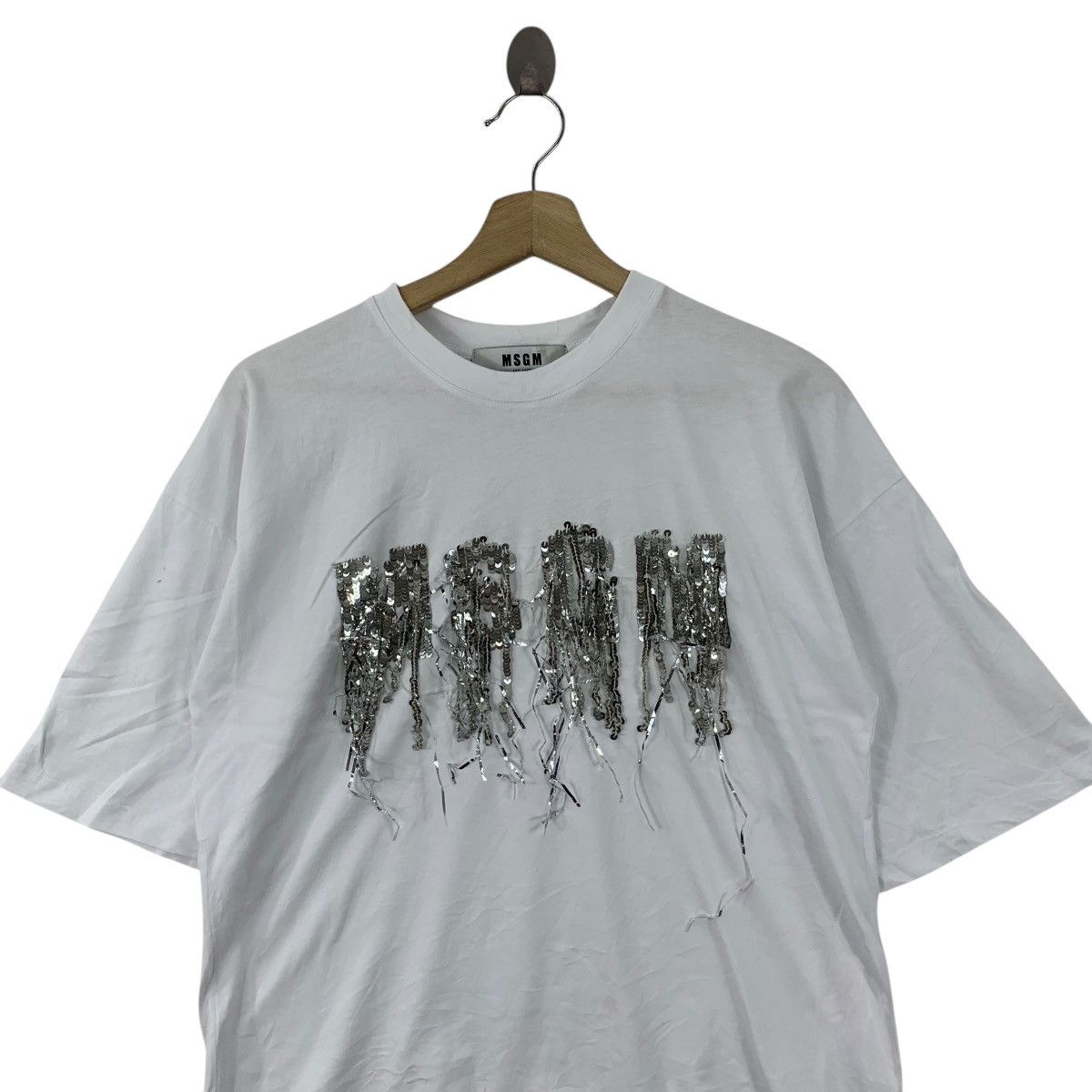 MSGM MSGM MILANO Made In ITALY Sequined Abstract Tee Shirt Top Size M / US 6-8 / IT 42-44 - 2 Thumbnail