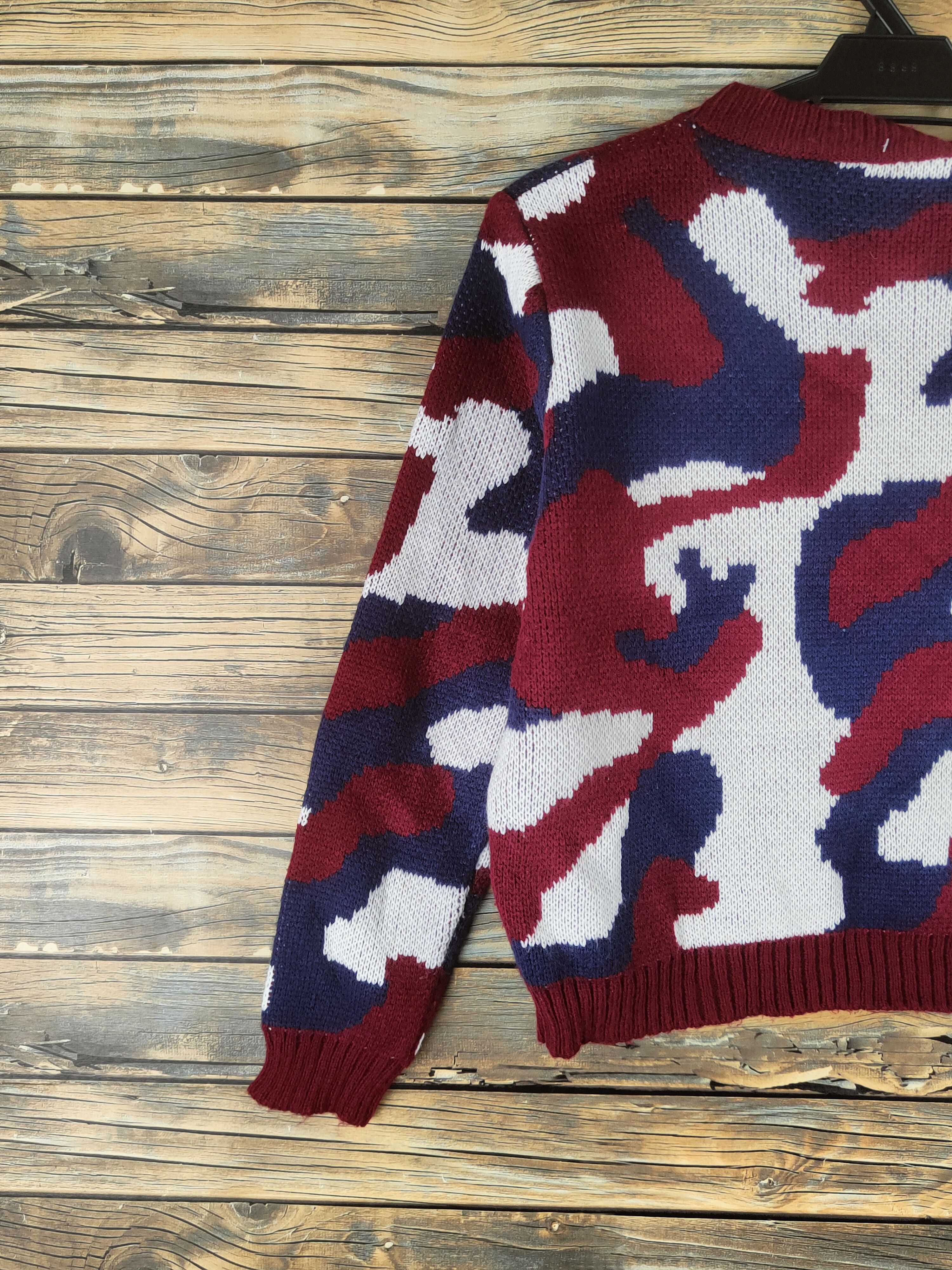 Japanese Brand DL J'adore Plein Maroon White Knitwear Crop Tops# 46-131 Size S / US 4 / IT 40 - 8 Thumbnail