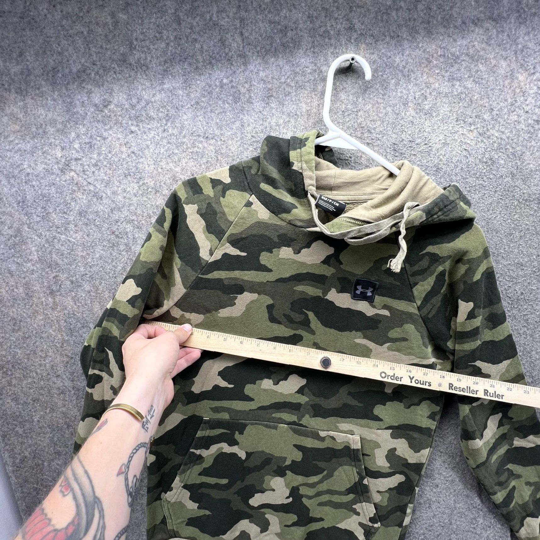 Under Armour Under Armour Hoodie Mens Small Green Camo Pullover Fleece Sweatshirt Army Logo Size US S / EU 44-46 / 1 - 4 Thumbnail