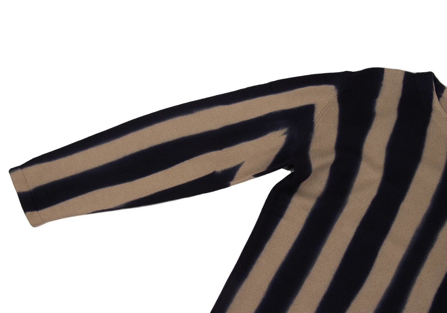 Issey Miyake Striped Cotton Knit Sweater in Beige and Navy XL Size US XL / EU 56 / 4 - 4 Thumbnail