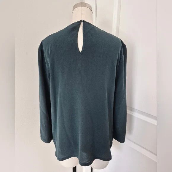 Reiss Adina Pintuck Forest Green Silk Long Slv Blouse Fall Spring Size M / US 6-8 / IT 42-44 - 5 Thumbnail