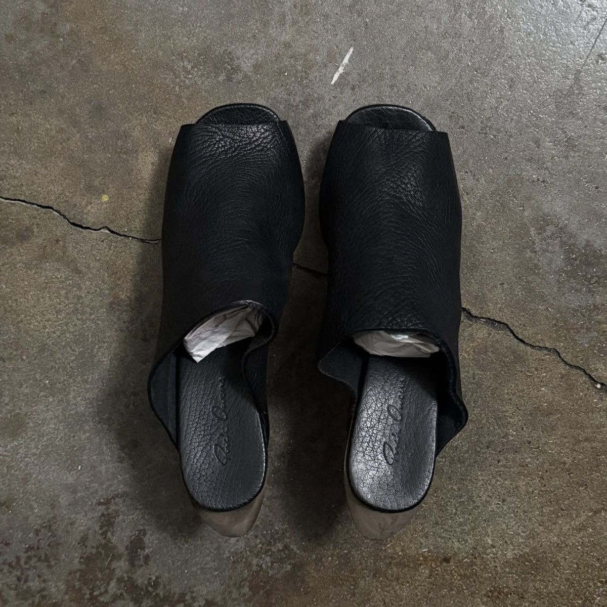 Rick Owens RICK OWENS LEATHER OPEN TOE WOOD CLOG WEDGE - BLACK - 39 Size US 9 / IT 39 - 7 Thumbnail