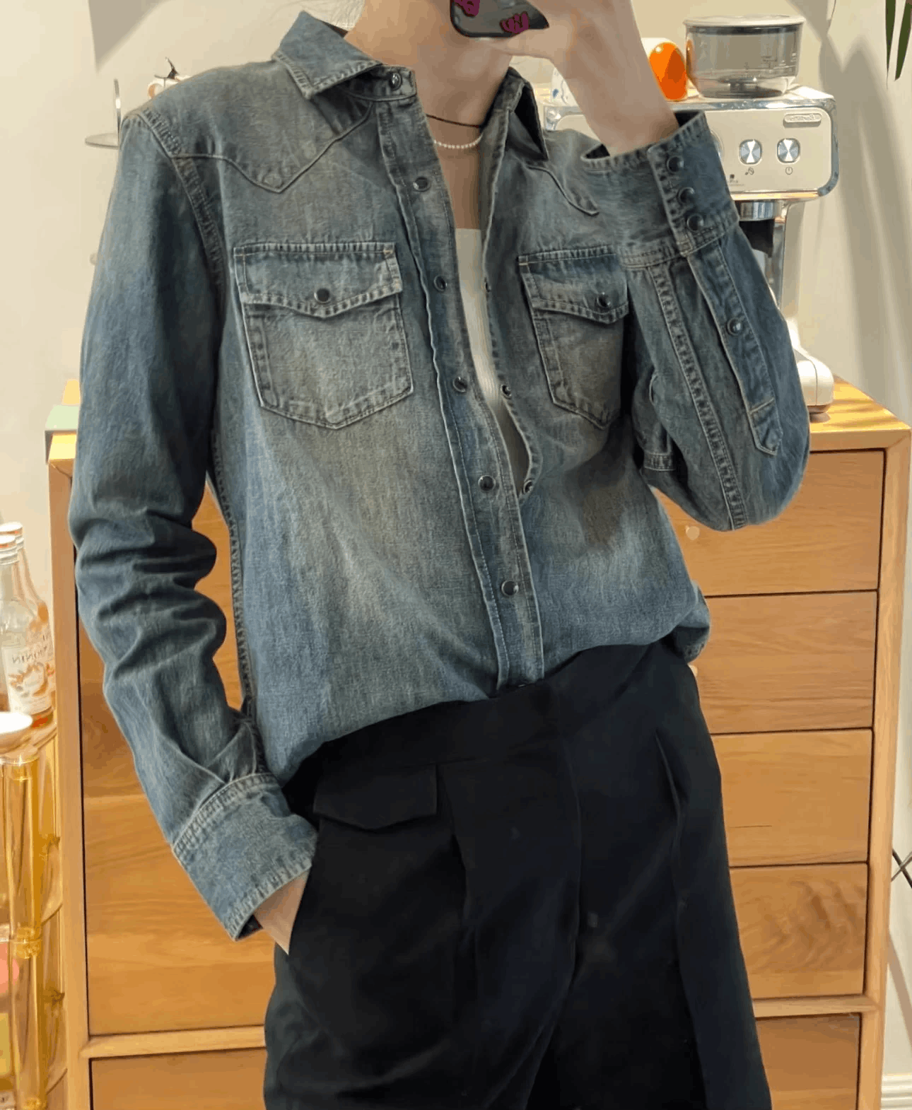 Saint Laurent Paris SLP 21ss deep blue cat eye 2pocket denim shirt M Size US M / EU 48-50 / 2 - 7 Thumbnail