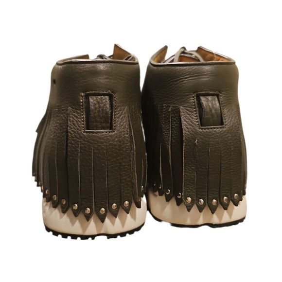 Buscemi Green Leather Fringe High Top Sneakers Size US 12 / EU 45 - 8 Thumbnail
