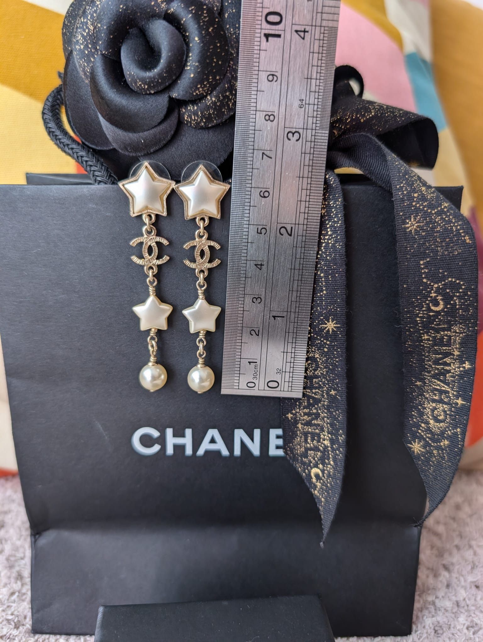 Chanel Chanel CC A17B GHW Pearl Star Long Logo Earrings box Size ONE SIZE - 14 Thumbnail