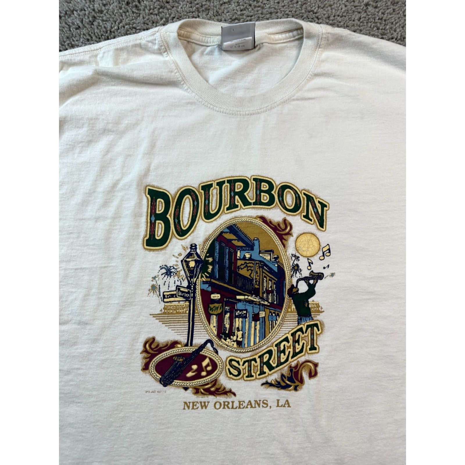 Jerzees JERZEES New Orleans Shirt Mens L Beige White Bourbon Street Short Sleeve Casual Shirt Size US L / EU 52-54 / 3 - 3 Thumbnail