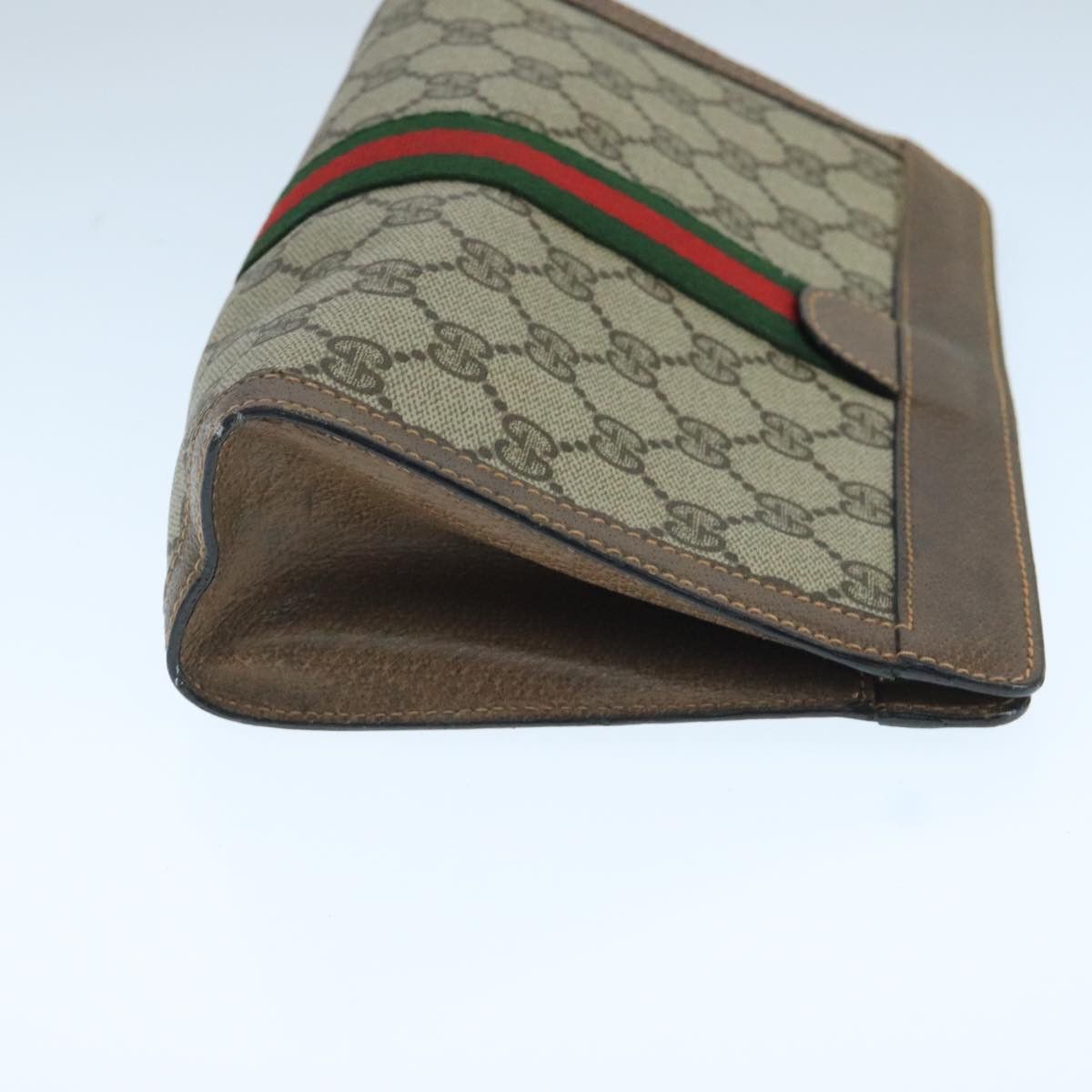 Gucci GUCCI GG Supreme Web Sherry Line Clutch Bag Pvc Beige Red Size ONE SIZE - 3 Thumbnail