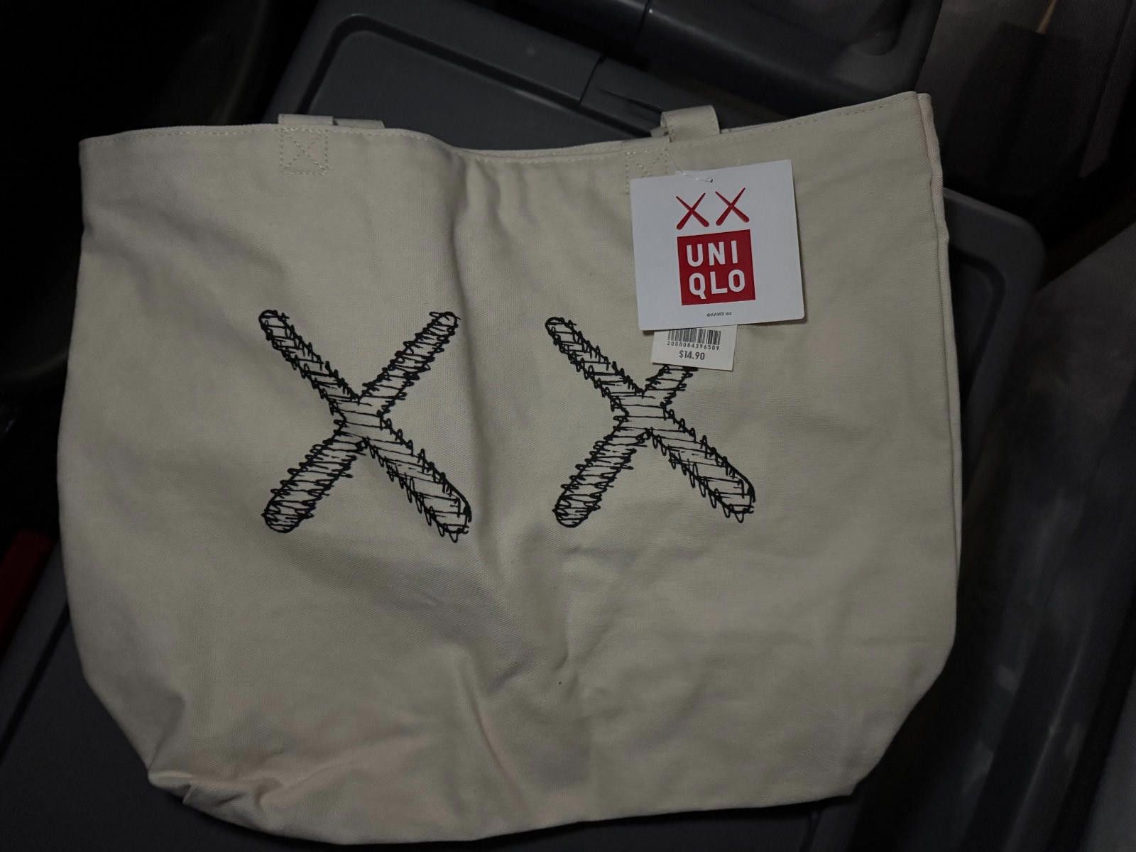 Uniqlo KAWS x UNIQLO 2016 Beige Light Brown Canvas Tote Bag Logo Size ONE SIZE - 2 Thumbnail