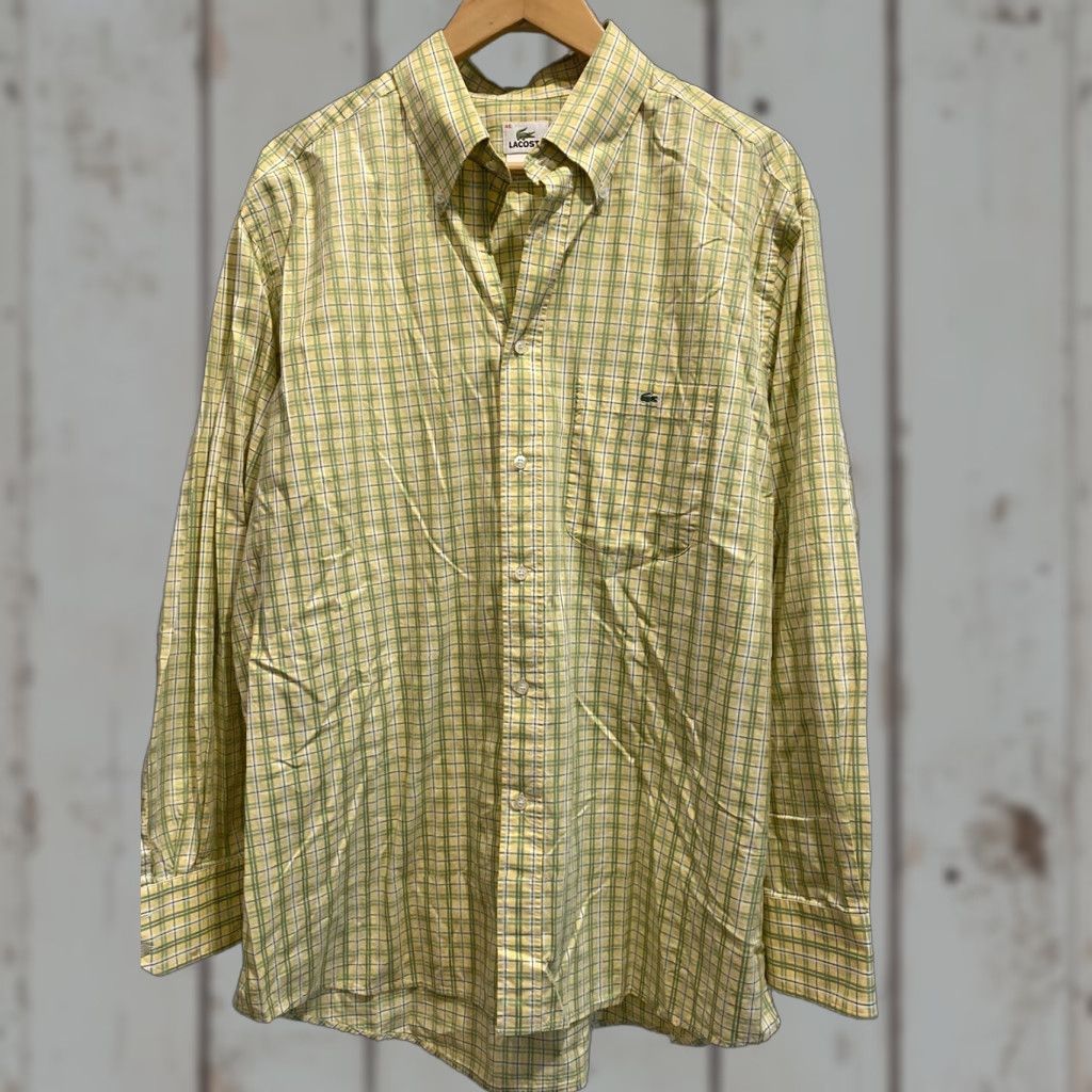 Izod IZOD Button-Down Shirt Mens XL Check Long Sleeve Green Yellow Cotton Regular 46/XL 32” collar to hem Size US XL / EU 56 / 4 - 1 Thumbnail